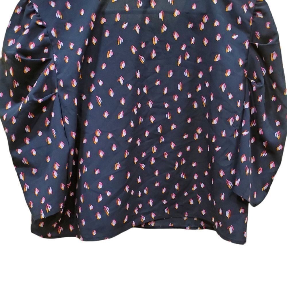 Free Press NWT Puff Sleeve Floral Crop Top XXL Black Pink - Picture 3 of 9